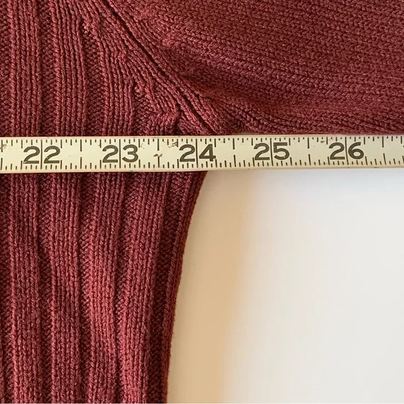 Vintage 80s Blue Ink Maroon Ribbed V-Neck Sweater - Picture 8 of 12